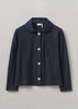 Round Collar Organic Cotton Pique Shirt | Blue Slate