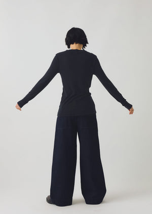 Aster Wool Lyocell High Neck Tee | Black
