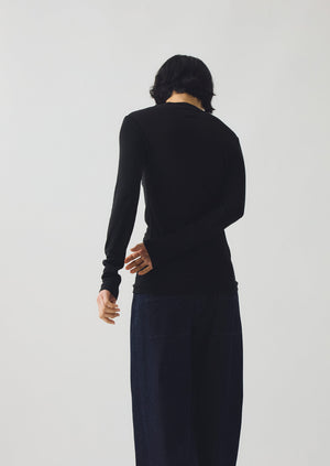 Aster Wool Lyocell High Neck Tee | Black