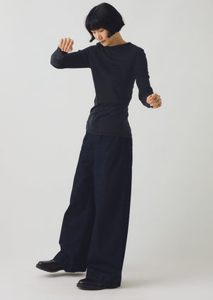 Aster Wool Lyocell High Neck Tee | Ink