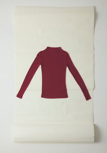 Aster High Neck Wool Lyocell Tee Claret