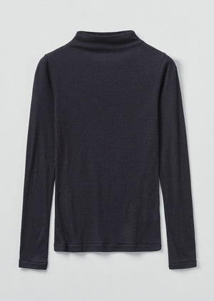 Aster Wool Lyocell High Neck Tee | Ink