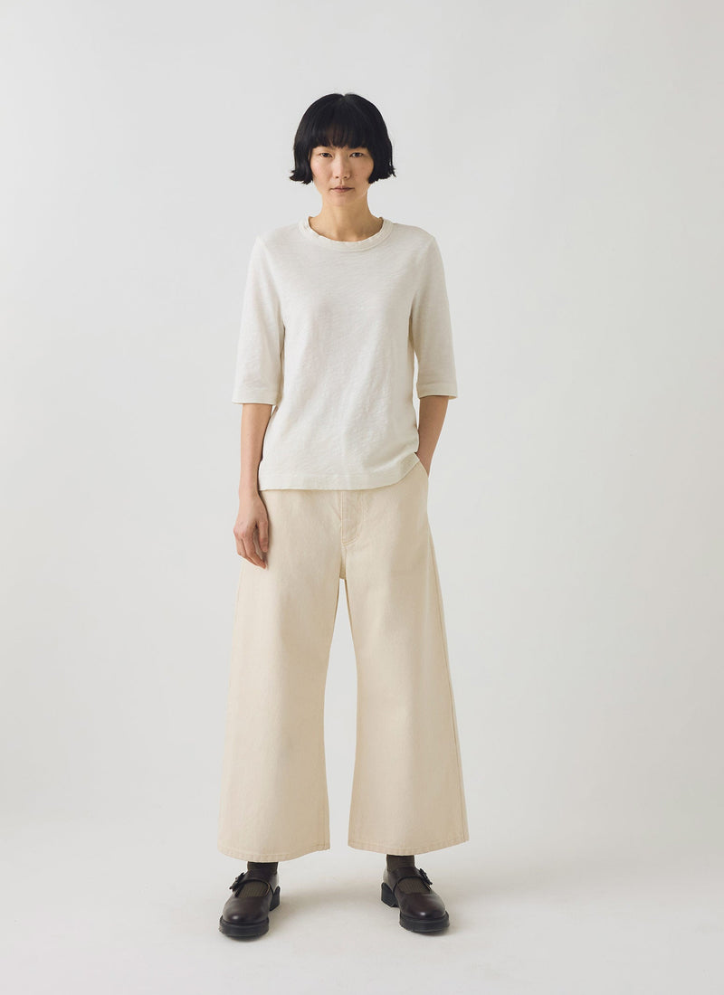 Cleo Garment Dyed Organic Cotton Tee | Chalk