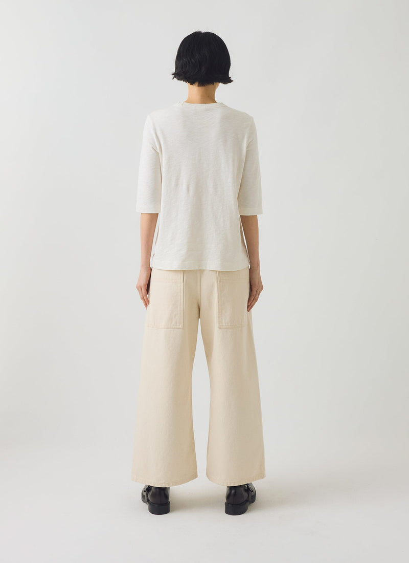 Cleo Garment Dyed Organic Cotton Tee | Chalk