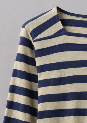 Bold Stripe Cotton Tee | Blue/Sand