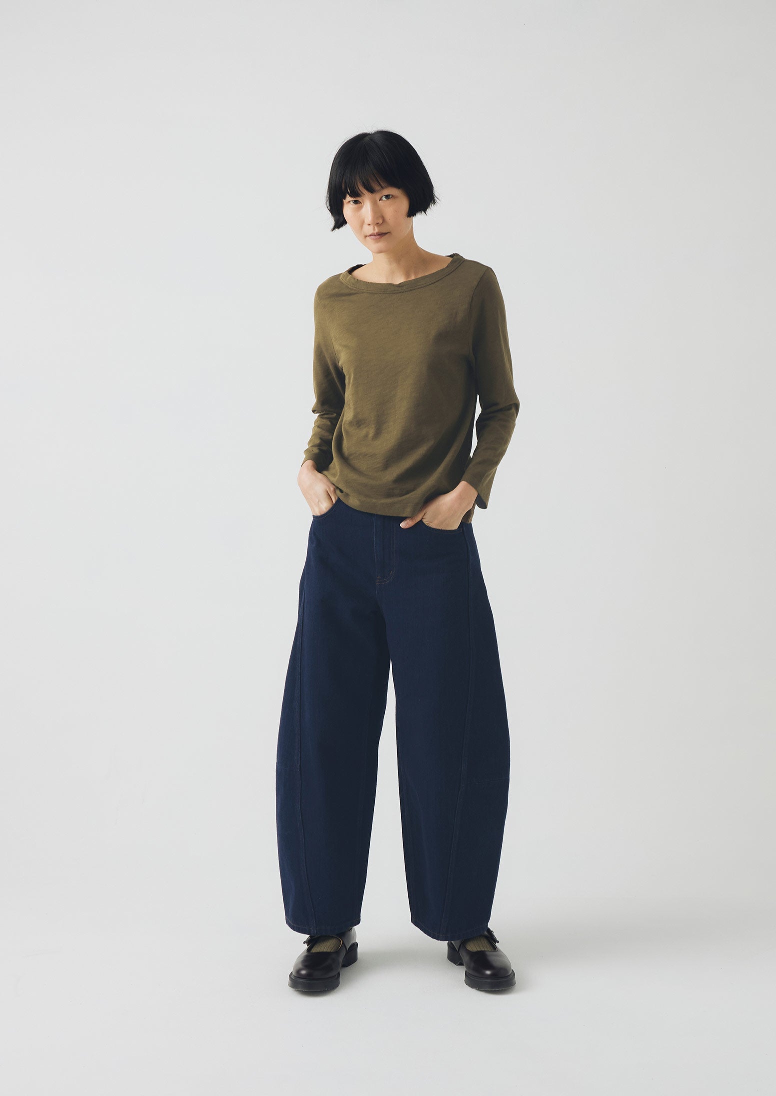Lia Cotton Boat Neck Tee | Olive | TOAST