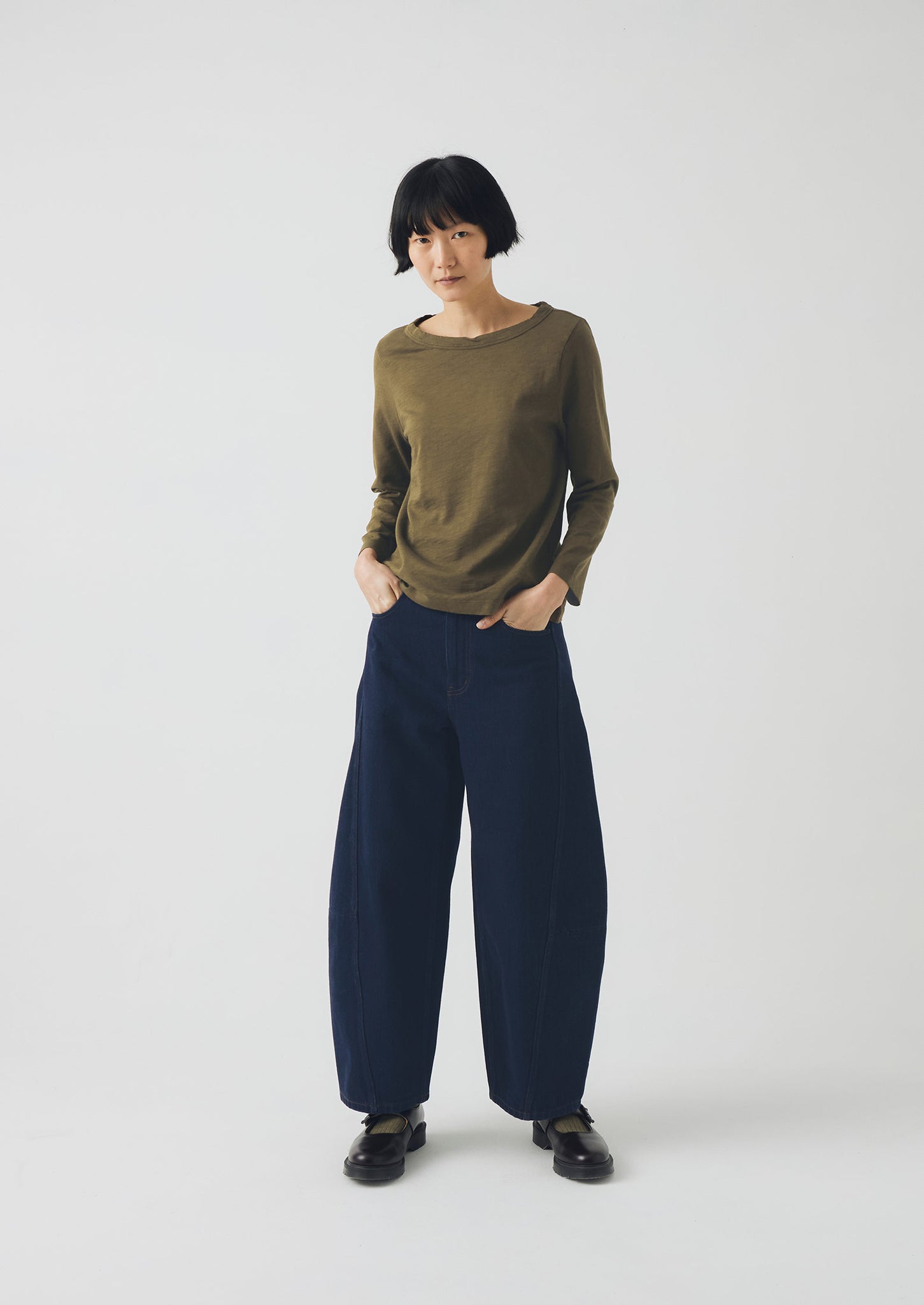 Lia Garment Dyed Boat Neck Tee | Olive