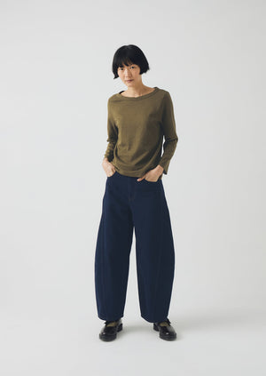 Lia Garment Dyed Boat Neck Tee | Olive
