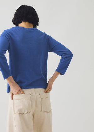 Lia Garment Dyed Boat Neck Tee | Cobalt