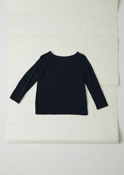 Lia Cotton Boat Neck Tee Carbon