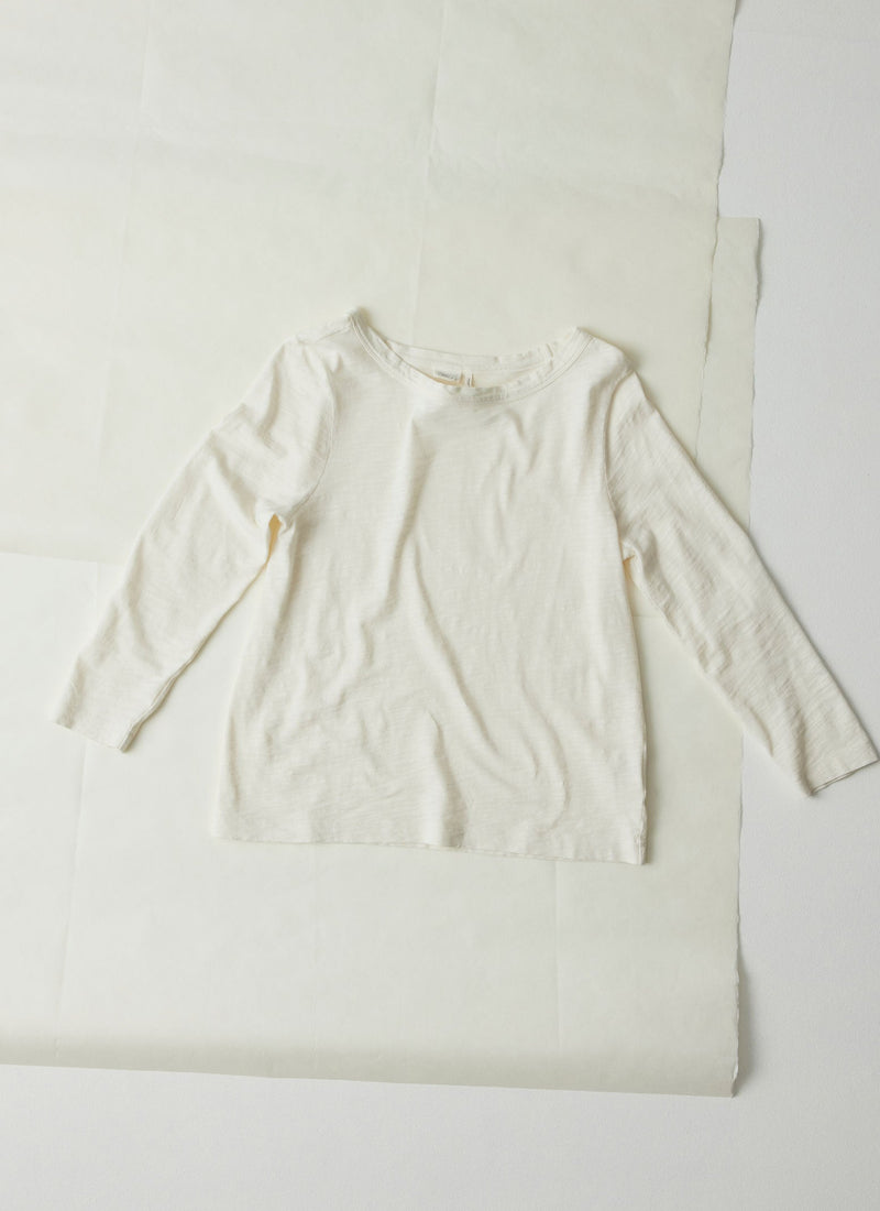 Lia Cotton Boat Neck Tee | Chalk