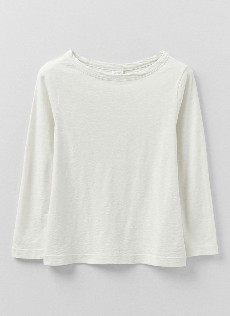 Lia Cotton Boat Neck Tee | Chalk