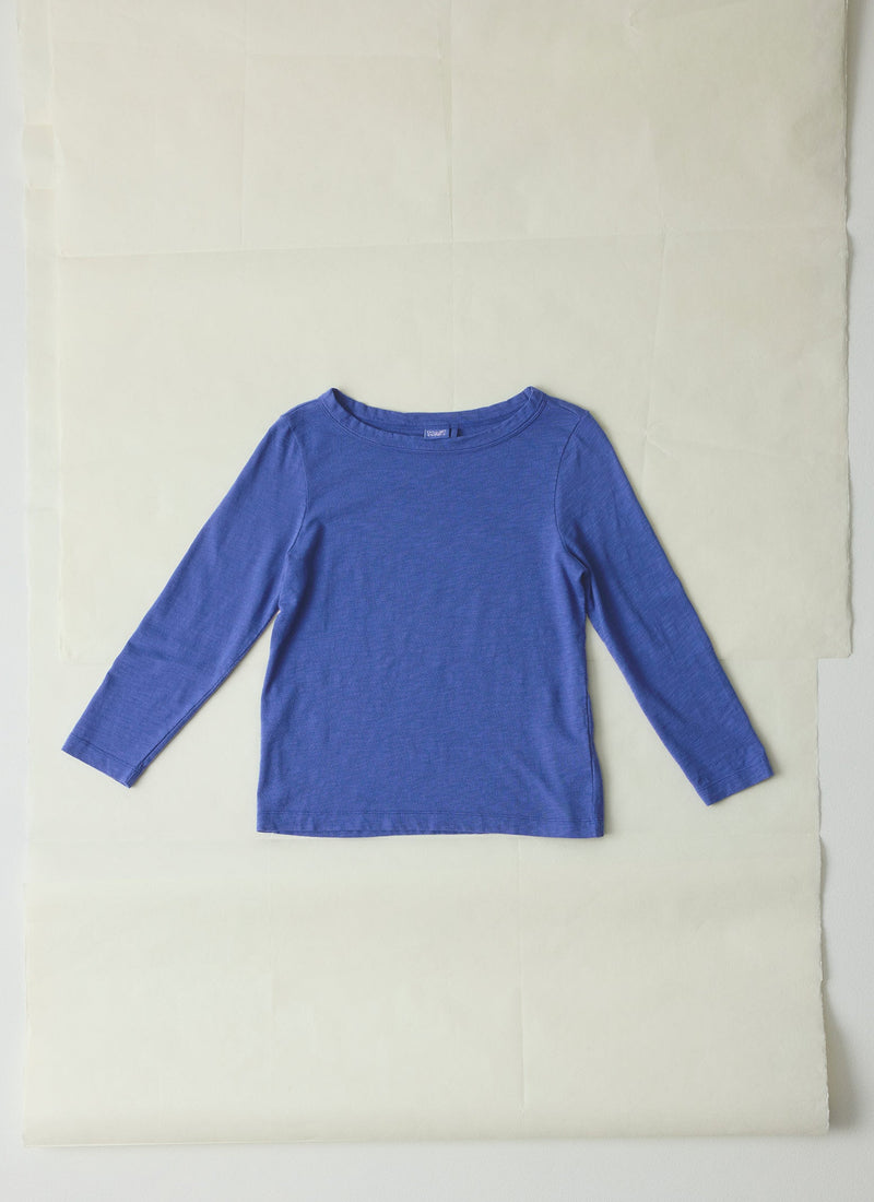 Lia Cotton Boat Neck Tee | Cobalt