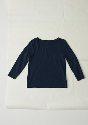 Lia Garment Dyed Boat Neck Tee | Dark Navy