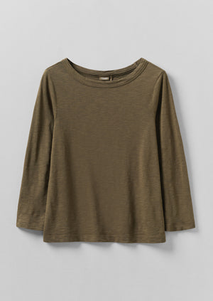 Lia Garment Dyed Boat Neck Tee | Olive