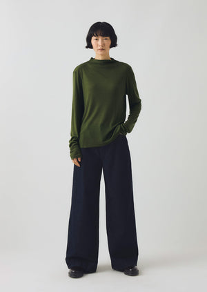 Aster Wool Lyocell High Neck Tee | Artichoke