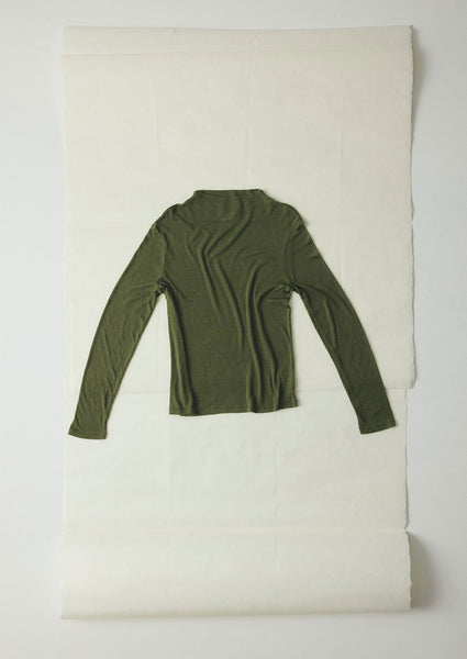 Aster High Neck Wool Lyocell Tee Artichoke