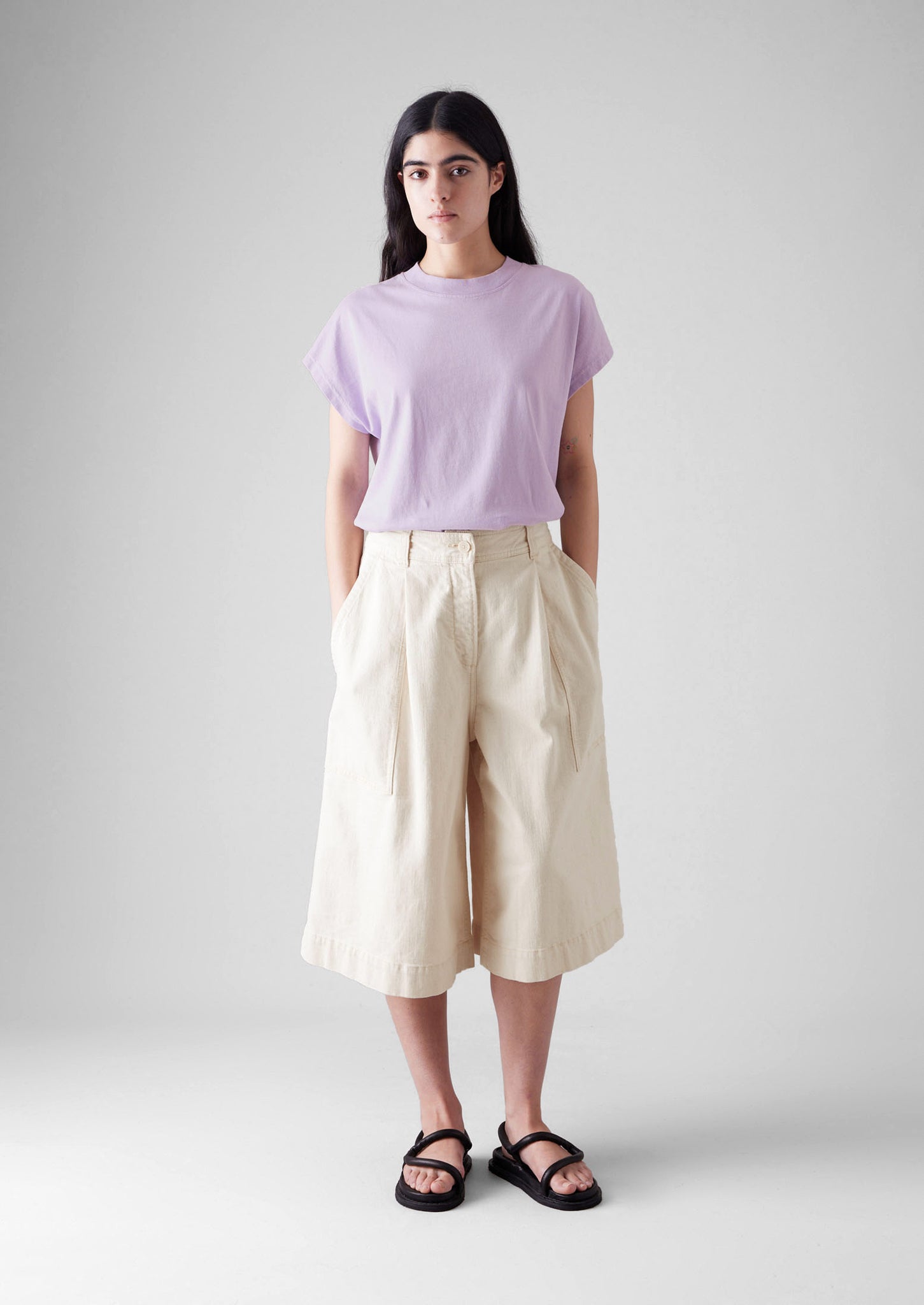 Rib Neck Sleeveless Tee | Wood Lilac