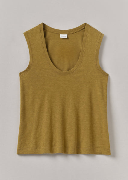 Cotton Sleeveless Tee Leaf