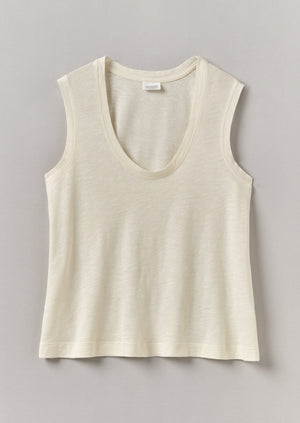 Cotton Sleeveless Tee | Washed Linen