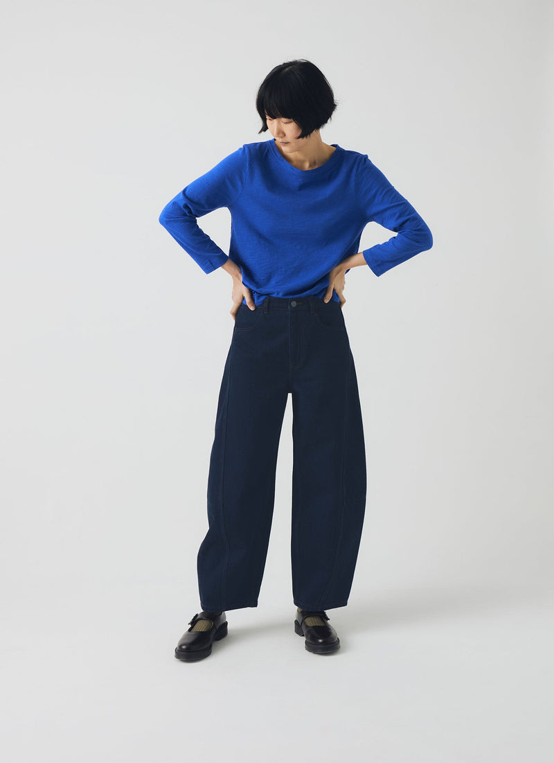 Lia Garment Dyed Boat Neck Tee | Smalt