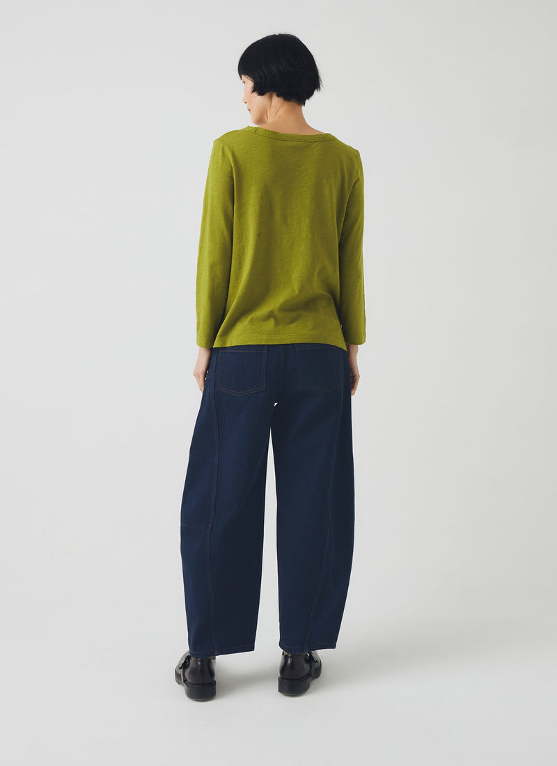 Lia Garment Dyed Boat Neck Tee | Pea Shoot