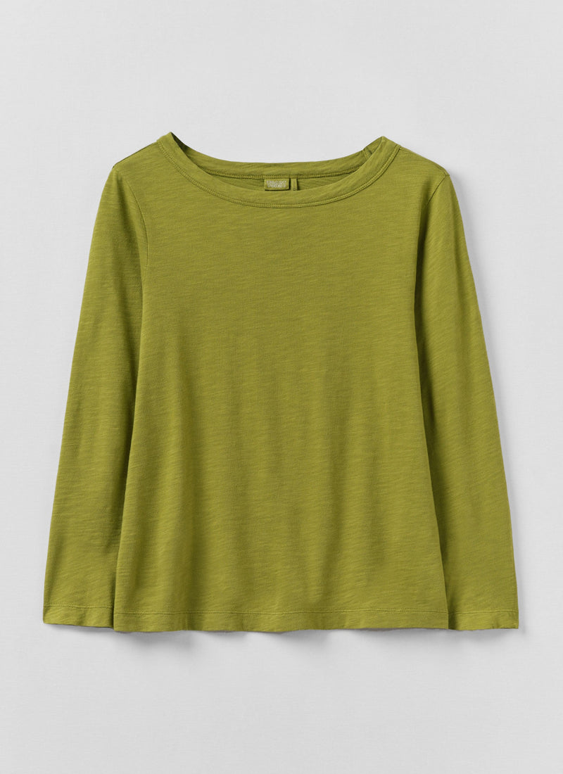Lia Garment Dyed Boat Neck Tee | Pea Shoot