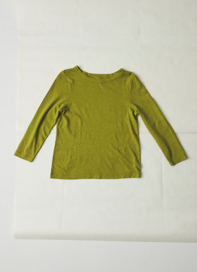 Lia Garment Dyed Boat Neck Tee | Pea Shoot