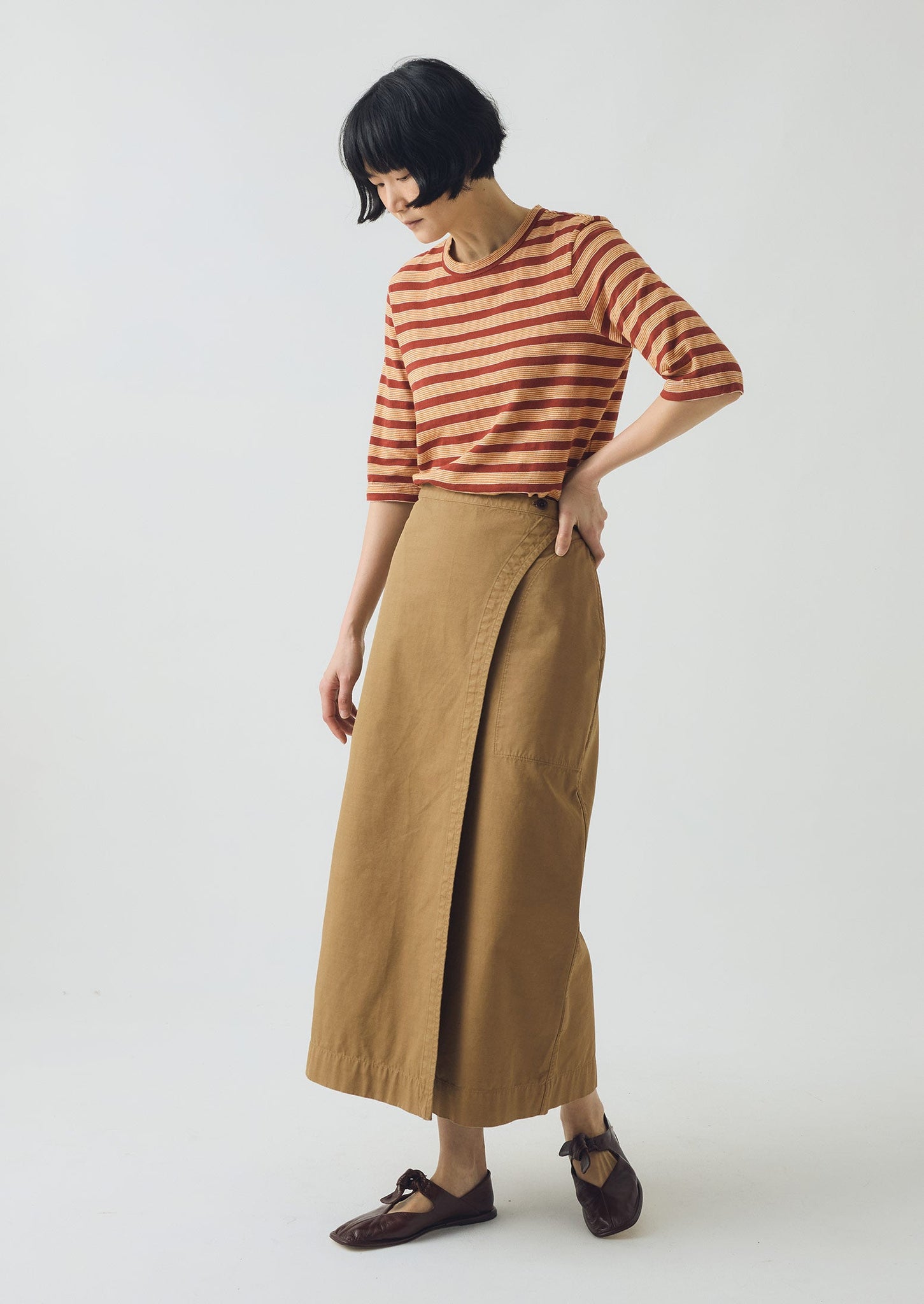 Cleo Stripe Cotton Tee | Red Rock/Cider