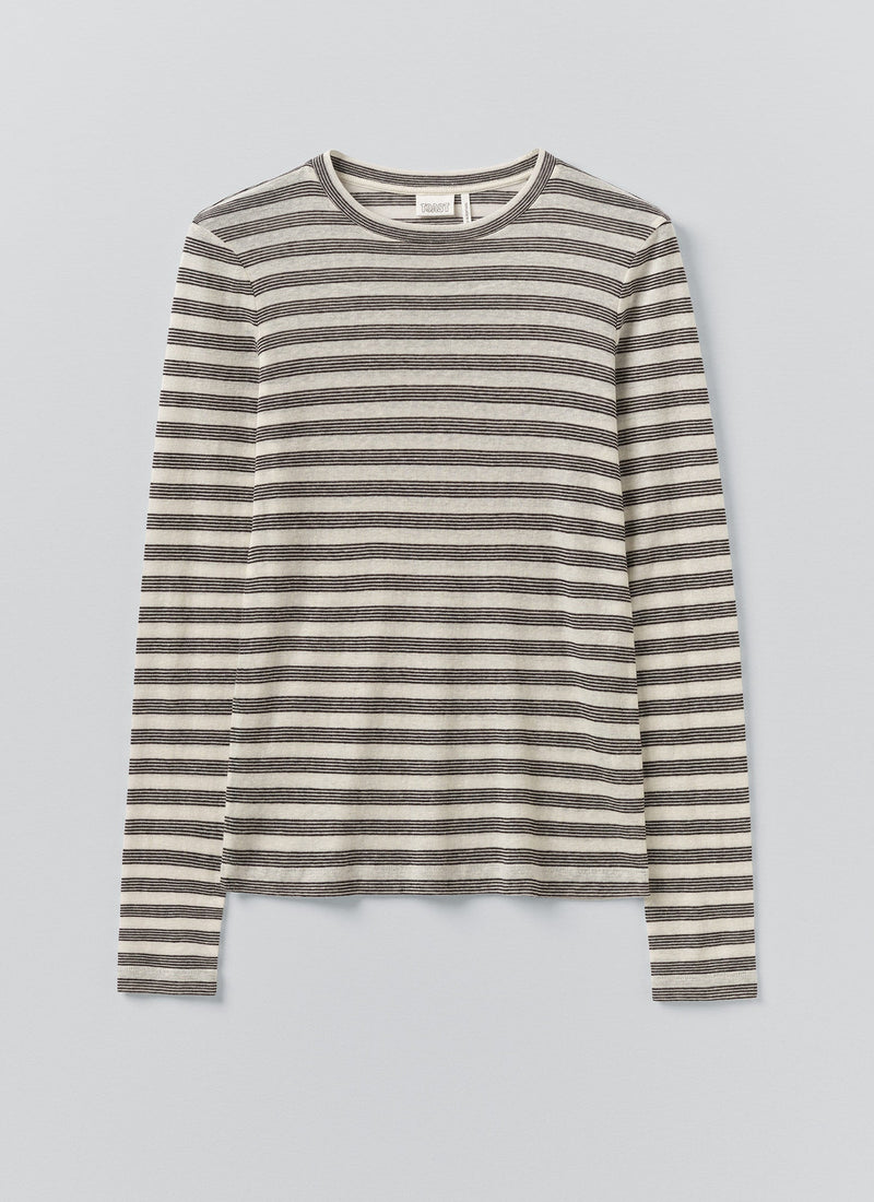 Agnes Stripe Wool Lyocell Tee | Cream/Black