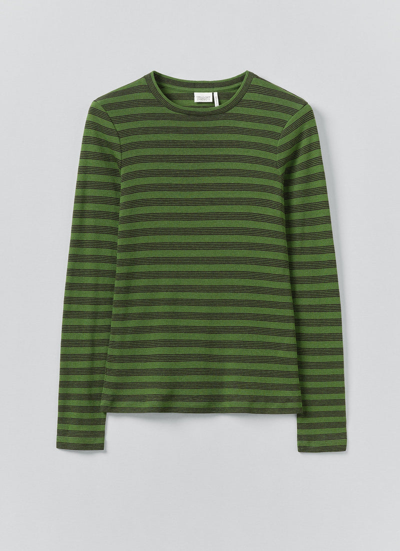Agnes Stripe Wool Lyocell Tee | Peridot Green/Black