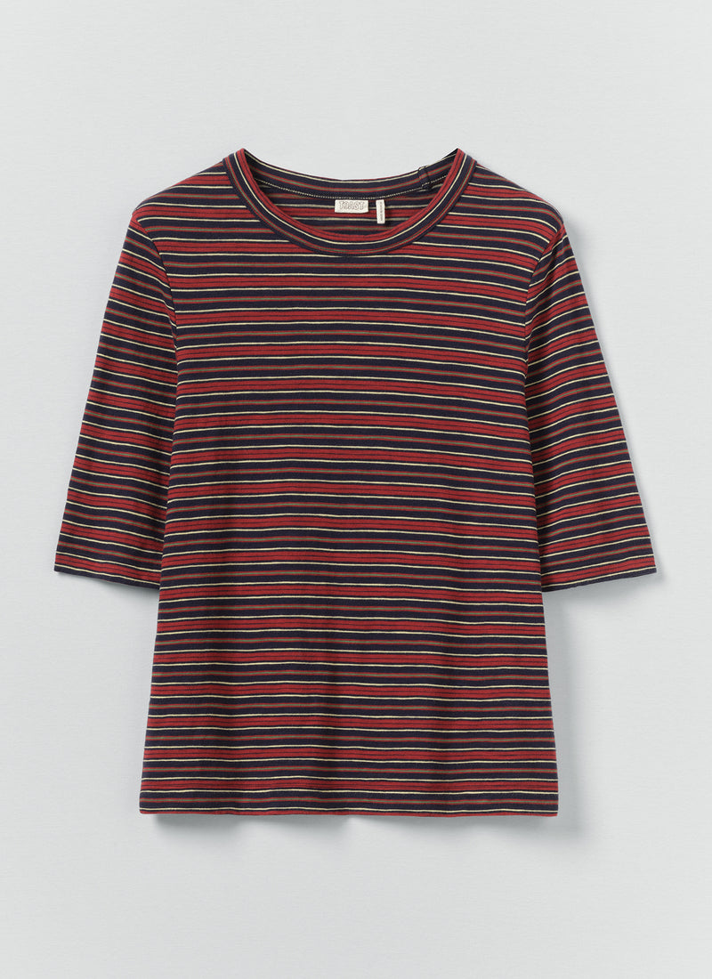Cleo Stripe Cotton Tee | Provencal Blue/Multi