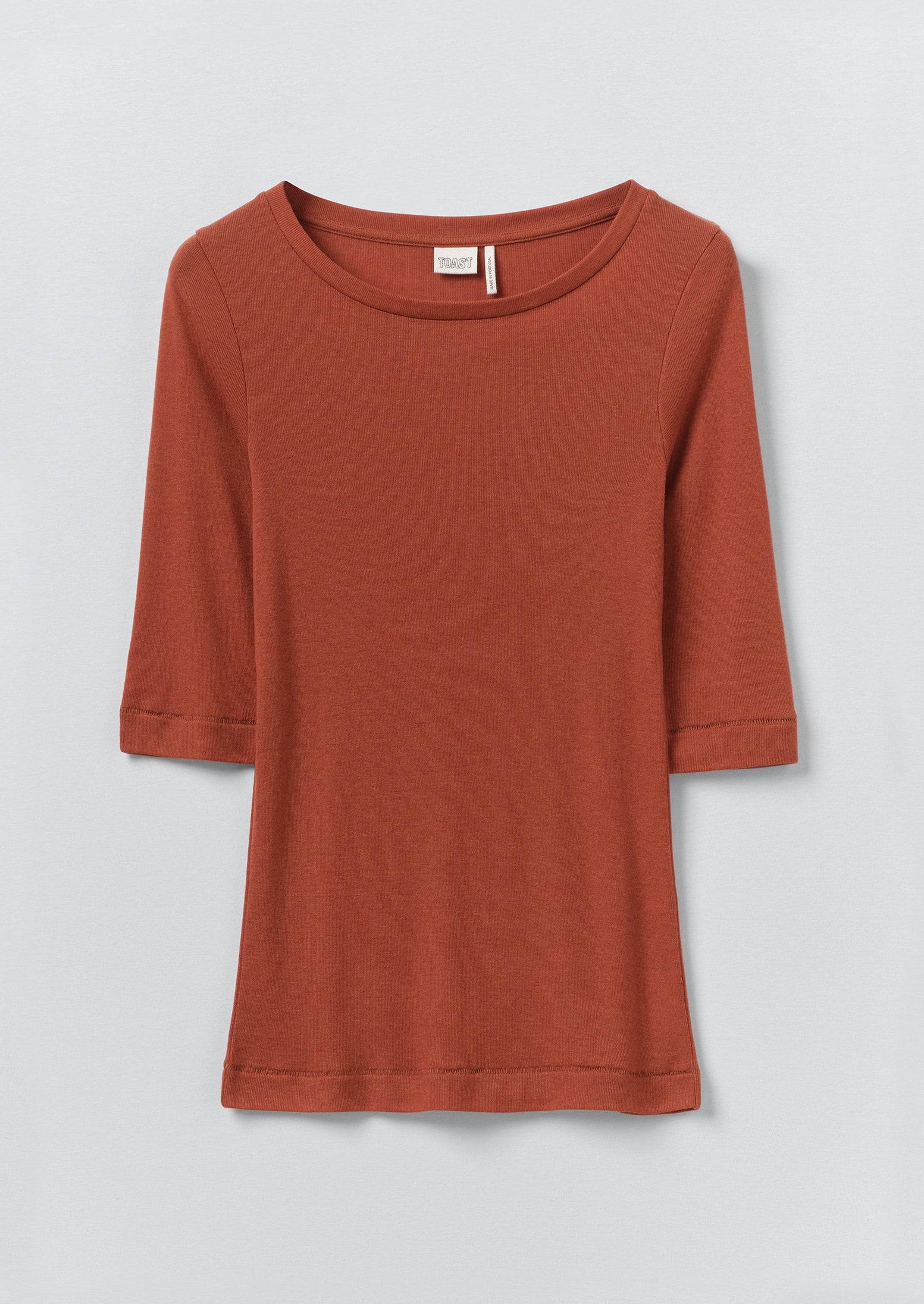 Wool Lyocell Scoop Neck Tee Russet Brown Toast 