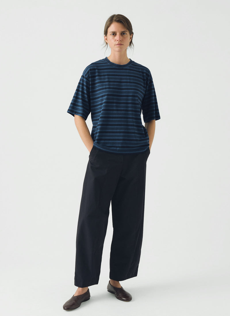 Stripe Cotton Short Sleeve Tee | Blue Graphite/Cobalt