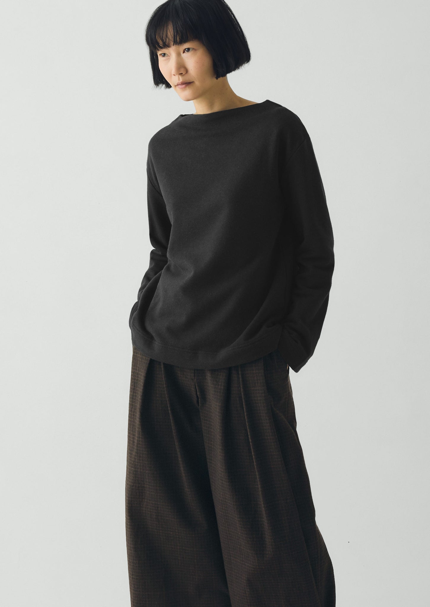 Mock Neck Cotton Hemp Sweater | Dark Charcoal