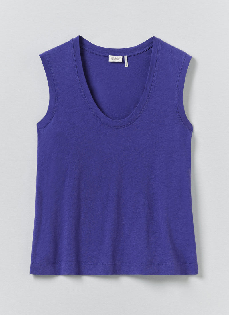 Cotton Sleeveless Tee | Cobalt