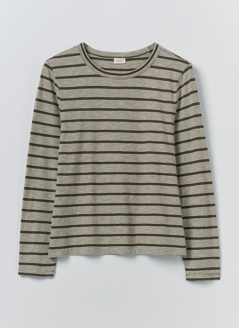 Stripe Crew Neck Tee | Avocado Rind/Ecru