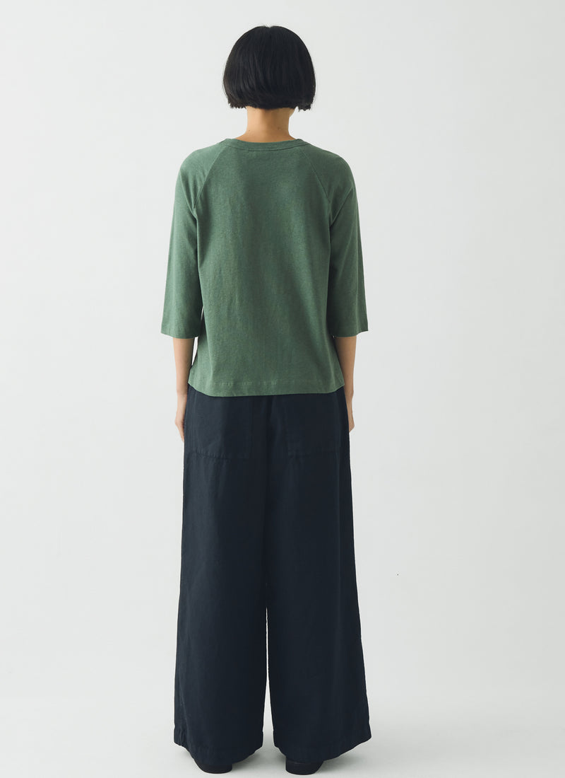 Cotton Hemp Raglan Tee | Porcelain Green