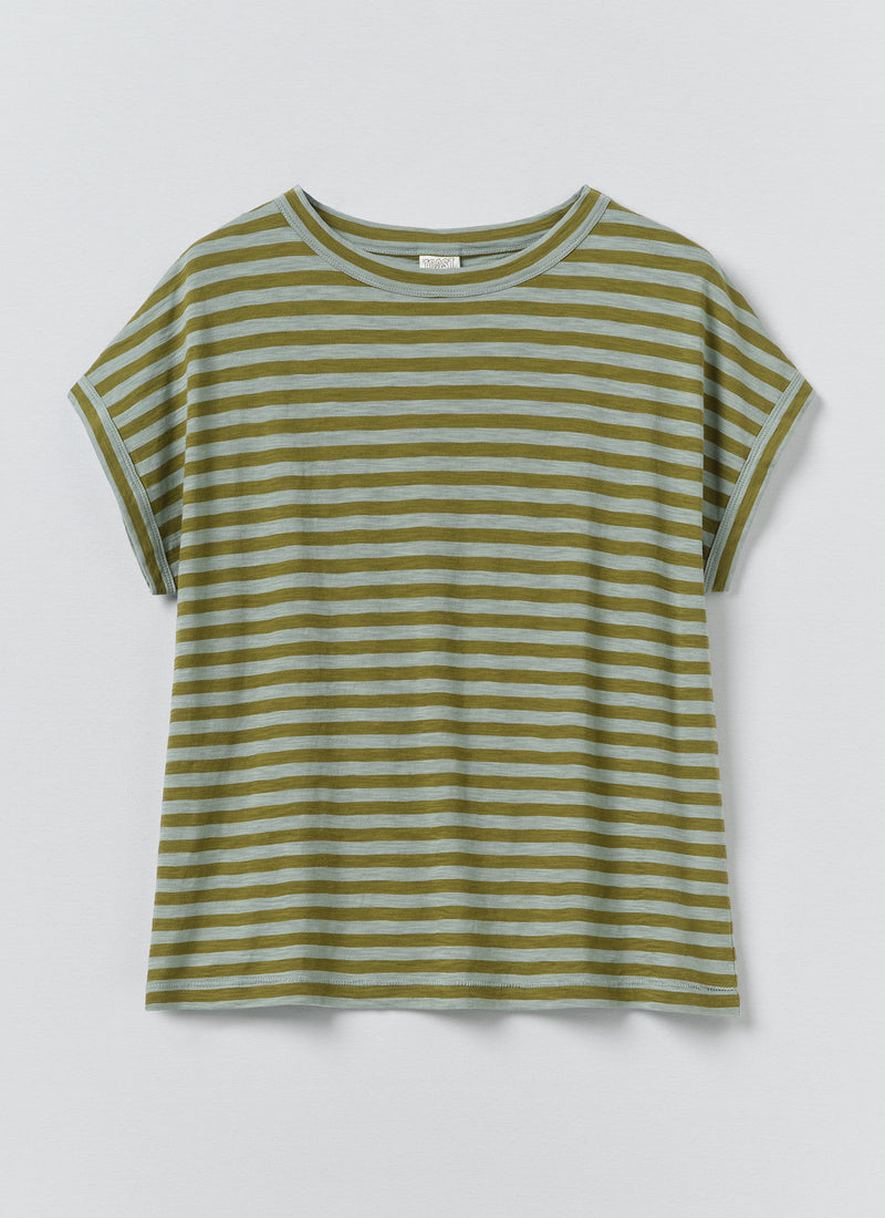 Alda Stripe Cotton Easy Tee | Juniper Berry