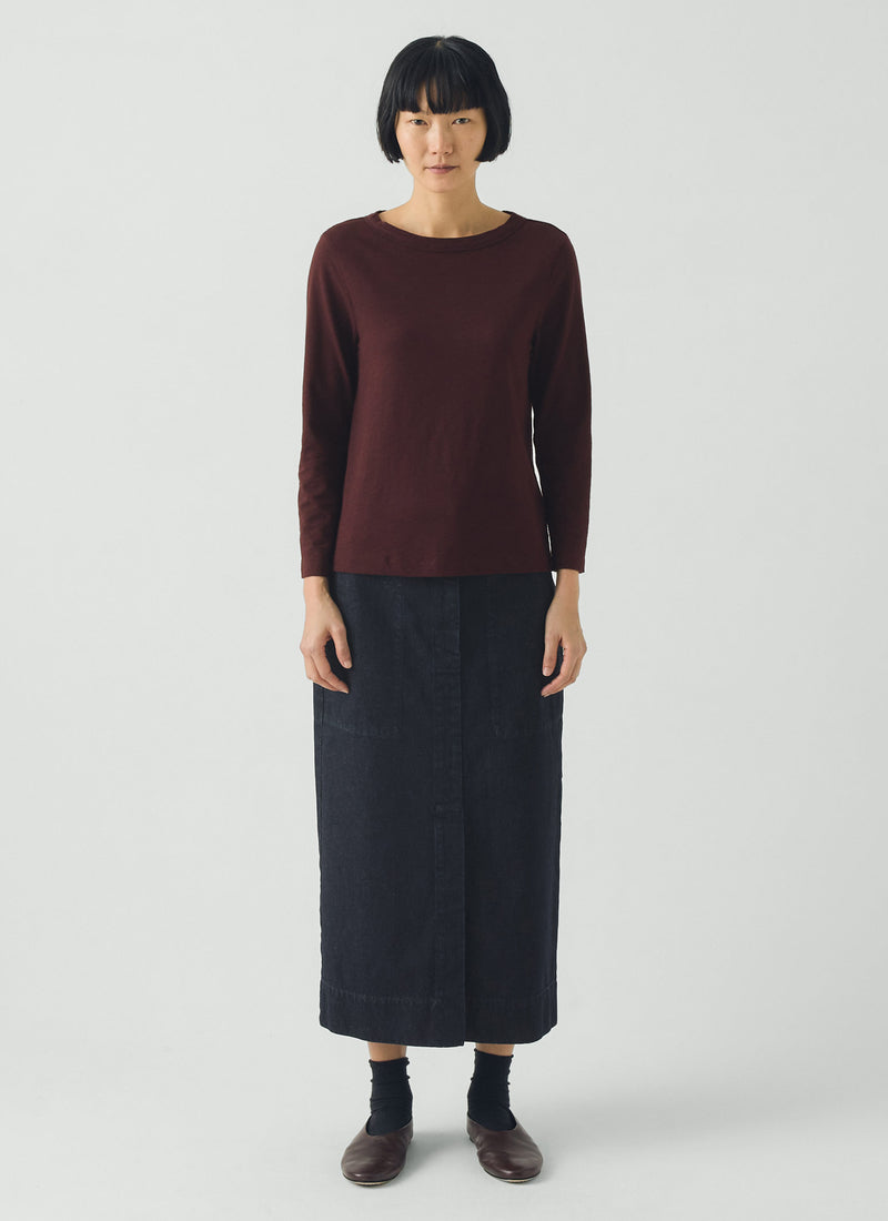 Lia Cotton Boat Neck Tee | Beetroot