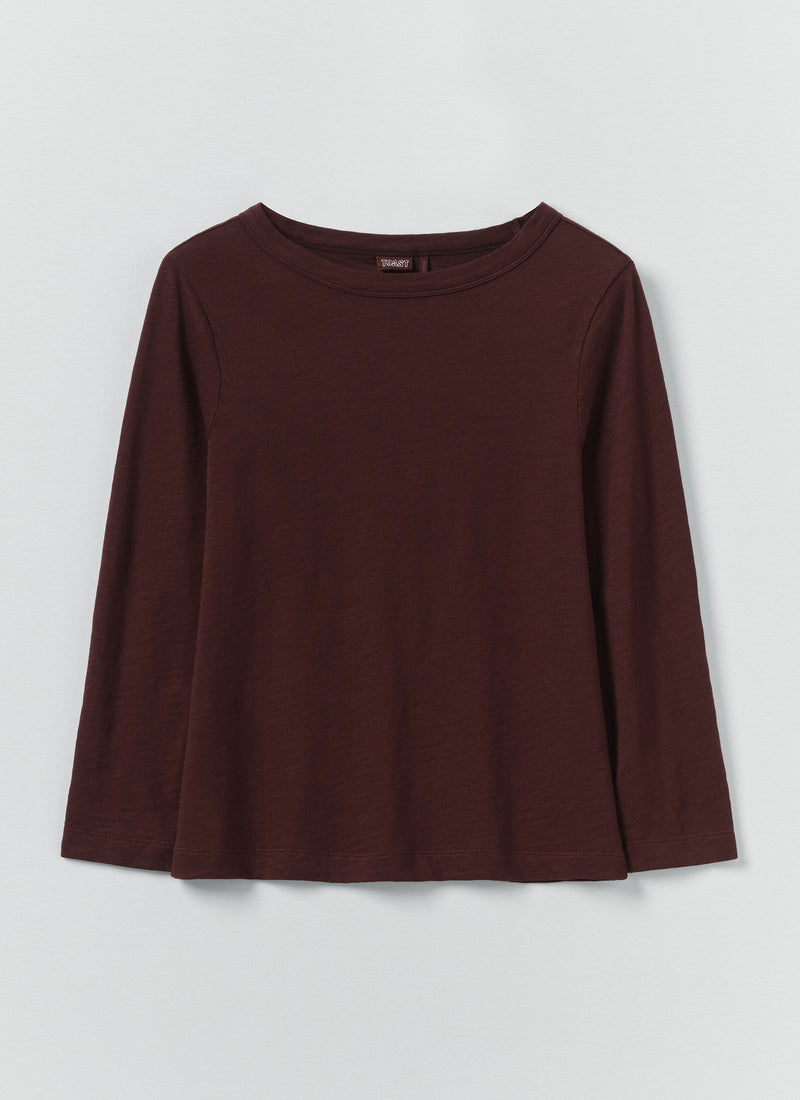 Lia Cotton Boat Neck Tee | Beetroot
