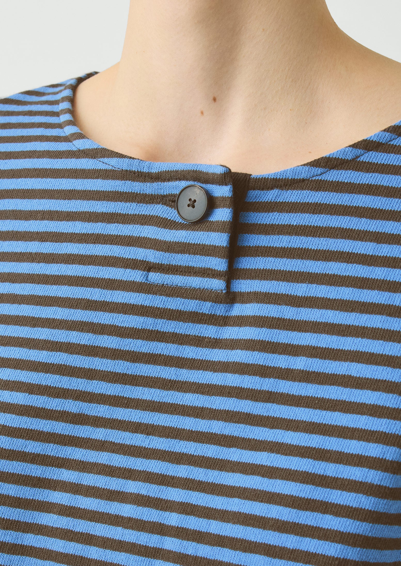 Breezy Stripe Jersey Tee | Azure Blue/Tawny Brown | TOAST