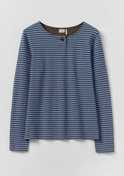 トップス CLASS AIRY DRY STRIPE JERSEY Breezy Stripe Jersey Tee | Azure Blue/Tawny Brown | TOAST
