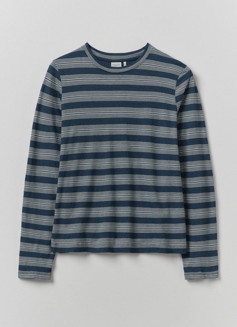 Stripe Crew Neck Tee | Indigo/Ecru