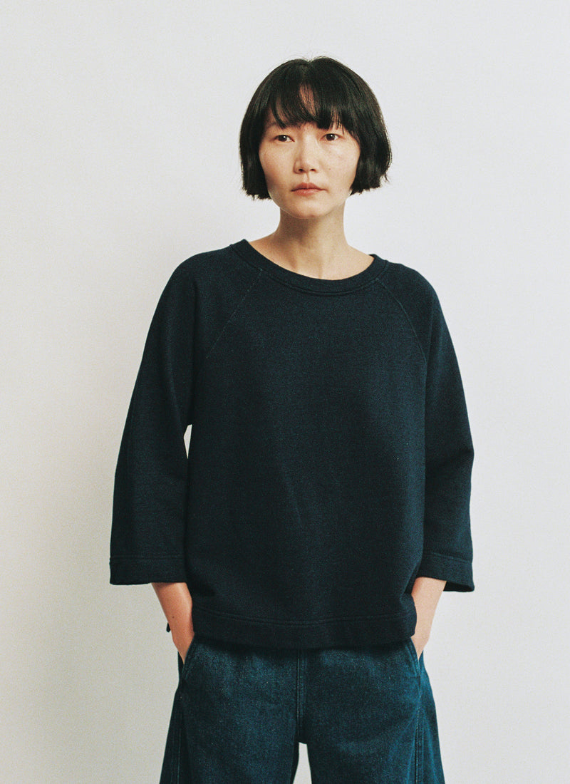 Loopback Cotton Jersey Sweater | Indigo