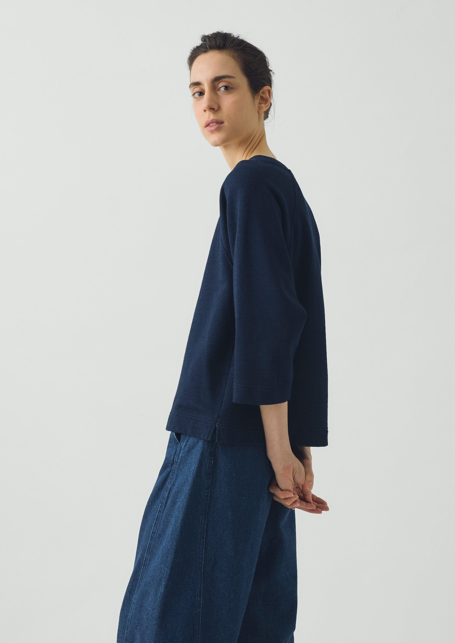 Loopback Cotton Jersey Sweater | Indigo | TOAST