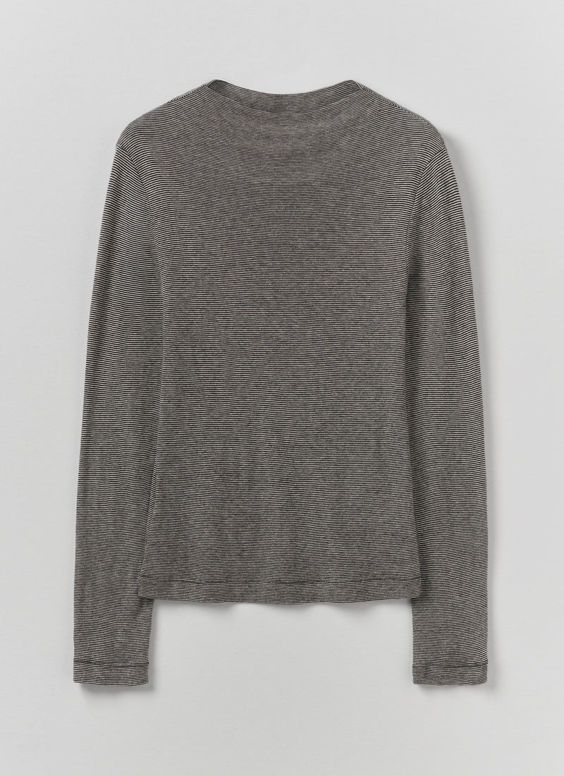 Aster Stripe High Neck Tee | Ecru/Black