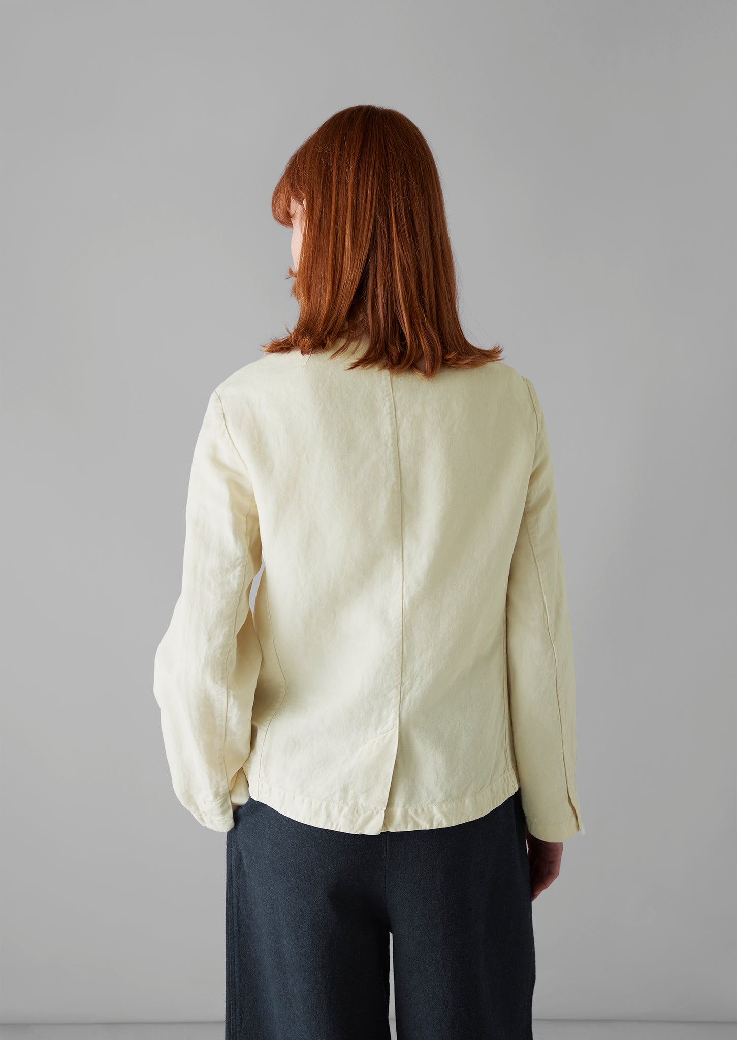 Garment Dyed Cotton Linen Neat Jacket | Parchment
