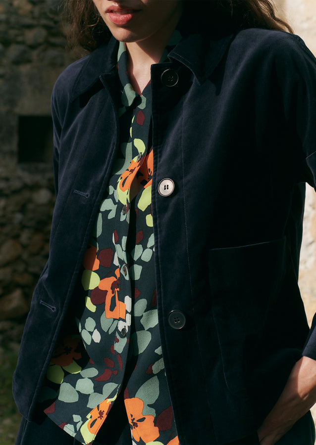 Boxy Cotton Velvet Jacket | Night
