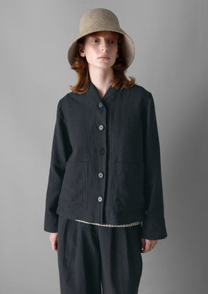 Grid Check Cotton Linen Jacket | North Sea
